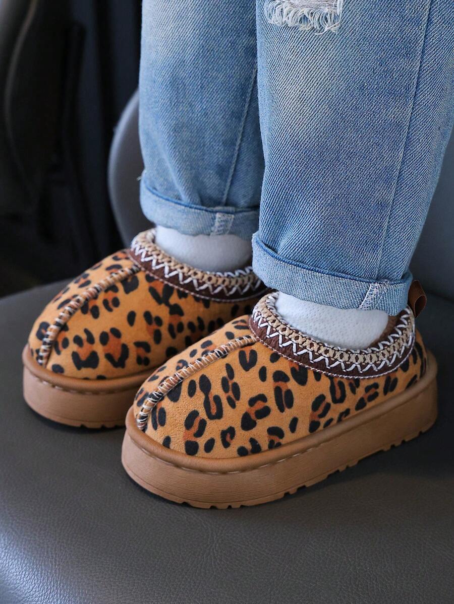 Children's Slippers Autumn/Winter Simple Boys Indoor Home Warm Thermal Lined Kids Fashion Girls Thick Fur Slippers