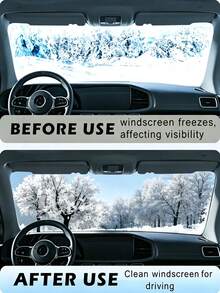 Practical Car Windshield Snow Cover With Rearview Mirror Pocket And Fixing Straps, Prevents Frost And Ice Buildup, Blocks Snow And Cold, Foldable Car Windshield Protector, Suitable For Sedan, SUV, MPV, For Winter Outdoor Parking, Cold Weather And Snowy Days - Multicolor - View 6