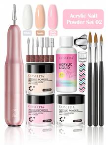 coscelia Acrylic Powder Nails Kit With Nail Drill 3 Colors Pink Clear White Acrylic Powder And Liquid Acrylic Nail Powder For Beginners DIY Acrylic Nail Extension - Multicolor - View 10