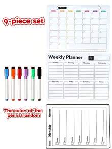 1pc Erasable Magnetic Refrigerator Calendar Whiteboard, Suitable For Monthly Planner, Kitchen Chore List, To-Do List, School Supplies, Back To School, No Residue, White Surface, Easy To Clean, Reusable - one-size - View 11