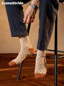 Men Crew Socks | Business & Everyday | Versatile Dress Socks | Comfortable Cotton | All-Match Style - Khaki - View 2