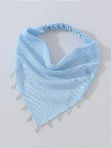1件原創花卉圖案刺繡捲邊葉飾女款髮帶頭巾，適合日常與度假使用 - 藍色 - 查看 5