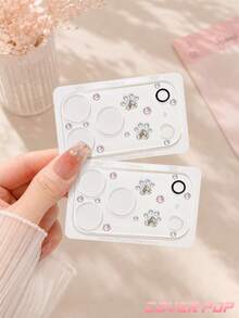 1pc Bling-Effect Paw Print Camera Lens Protector, Compatible With IPhone 18 Pro/18 Pro Max, 17 Pro/17 Pro Max, Tempered Glass Full Coverage Camera Protector, HD Clear, Anti-Scratch, Anti-Fingerprint, Case Friendly - Clear - View 7