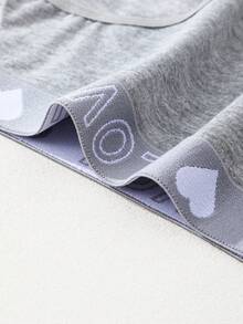 6pcs Women's Panties Triangle Briefs Fitted Underwear Solid Color Basic Style Heart & Letter Print Waistband Multi-Color - Multicolor - View 8