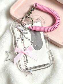 Y2K Bow ID Card Holder With Star Pendant, Durable Transparent ID Card Holder Set, Personalized Fashion Card Holder, Cute Keychain Pendant, DIY Keychain Bag Charm, Suitable For Students, Healthcare Workers, Teachers, Office Staff For Daily Use, Can Store ID Card, Bank Card, Bus Card And Keys, Essential ID Protection Sleeve For Campus Commute, Unique Birthday Gift, Holiday Gift, Party Gift, Back To School Gift, Teacher's Day Gift - Multicolor - View 17