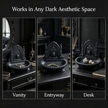 Gothic Skull Church Jewelry Tray, Dark Vintage Altar Decor Tray, Halloween Tabletop Ornament, Ring Earring Key Crystal Holder, Home Desktop Display Decoration Gift - View 3