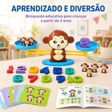 Brinquedo Jogo Balança Divertida educativo matemática Macaco Marrom - Marrom - Visão 8