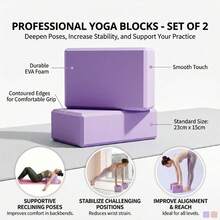 1/2pcs Lightweight High-Density EVA Yoga Blocks, Strong Pressure Resistance, Suitable For Home Fitness, Pilates Practice, Stretching, Meditation, Dance, Ballet Training, Home Gymnastics Training And Balance Training - Multicolor - View 10