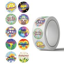 500pcs/Roll Cartoon English Motivational Self-Adhesive Sticker Roll, Reward Stickers For Teachers Learning Supplies, PVC Decal Sticker,School Supplies,Back To School - Black - View 13