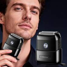 Hatteker 1pc Men's Mini Electric Shaver, Wet & Dry Reciprocating Razor, 3-Blade Beard Trimmer For Home Use - Black - View 11