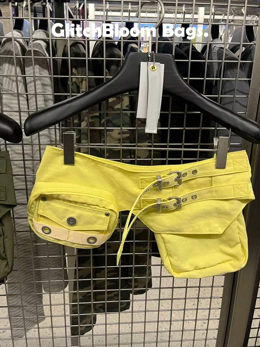 美式復古西部風多功能腰包腰帶，廢土美學，個性化 Y2K 辣妹重鉚釘寬腰