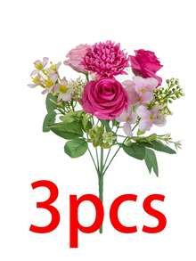 2/3pcs Artificial Roses, Perfect For Home Wedding Party Decorations, Table Centerpieces, Valentine's Day, Birthday Gifts, Graduation Ceremonies, And Other Occasions, Plus Christmas Decor - Hot Pink - View 10