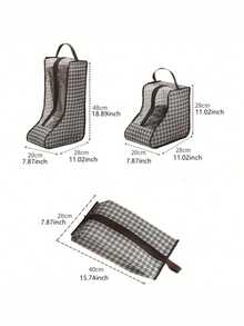 1pc Houndstooth Shoe & Boot Storage Bag In 3 Sizes, Non-Woven Fabric & PVC Material, Dustproof Zipper Organizer With Transparent Window & Handle For Tall Boots, Ankle Boots, Heels & Sneakers, Space-Saving Living Room Home Decor For Closet & Entryway - Multicolor - View 13