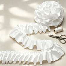 Satin Ruffle Ribbon Trim 4cm Wide 2M/5M/10M, White Pleated Ribbon For Sewing Dress Hem, Wedding, Gift Wrapping DIY - Satin Ruffle Ribbon - View 6