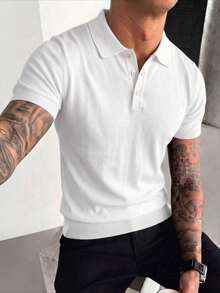 ZYNTH BALENO Men's Summer Fashion Short Sleeve Polo Sweater, Suitable For Fitness, Cycling, Running Sports, White - White - View 3