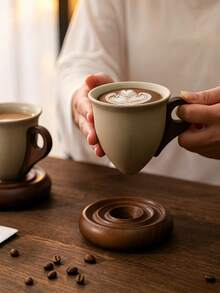 Limoges France Giftable Coffee Set|Vintage Textured Cappuccino Cups & Saucers|Patent Splash-Proof Funnel Design|Artisan Ceramic For Espresso Lovers. - Multicolor - View 19