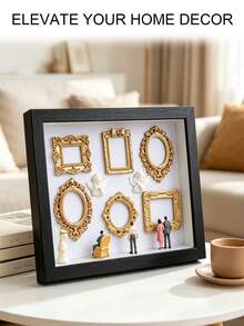 1 Set 6-Inch DIY Mini Museum Shadow Box, 3D Shadow Box Set With Gold Mini Photo Frame And Figurines, Personalized Memory Display, Unique Holiday, Anniversary, Graduation And Special Occasion Commemorative Decoration - Multicolor - View 10