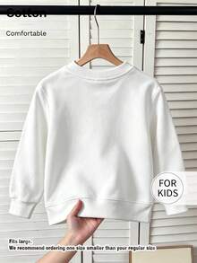 Tween Girl Round Neck Sweatshirt, Future Skateboard Robot Print Pure Cotton Pullover, Soft Casual Long Sleeve Top - White - View 2