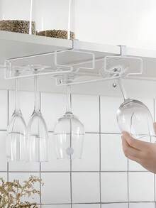 1/2/3pcs Cabinet Mounted Wine Glass Rack, Tall Glass Storage Rack, Kitchen Hanging Metal Glass Cup Holder, Space-Saving, Easy Installation, Anti-Slip, No-Drill Glass Cup Storage Rack, Suitable For Kitchen, Bar, Cafe - Multicolor - View 9