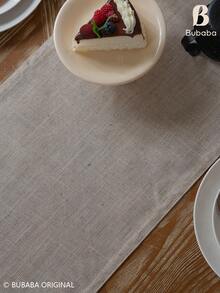 Bubaba Natural Beige Linen-Textured Table Runner, Rustic Farmhouse Rectangular Dining Table Decor, Minimalist Neutral Tabletop Accent For Kitchen, Wedding, Party & Everyday Home Decoration - Beige - View 4