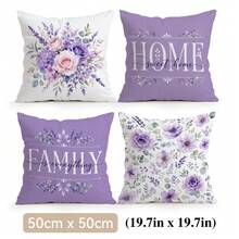 4pcs/1pc Floral & Text Pattern Pillow Covers, Single-Sided Printed Pillow Covers, Suitable For Living Room, Bedroom, Home Decor, All-Season Pillow Covers - Multicolor - View 13
