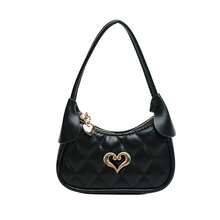Children's Mini Handbag For Girls, Quilted Heart Decor Princess Accessory Purse, Stylish Coin Pouch - A - View 11