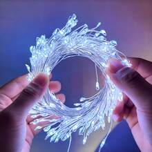 Dripping LED Firework Fairy Lights, Battery Powered (Battery Box, Batteries Excluded), Soft Warm Glow, Flexible Hanging Light Strings, Xmas Party, Mantel And Window Ambient Decoration - Silver - View 6