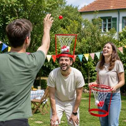 2pcs 2-Pack Basketball Headband Game, Adjustable Headband With 20 Balls, Suitable For Carnival Party, Birthday Party, Indoor/Outdoor Family Games, For Teens And Adults