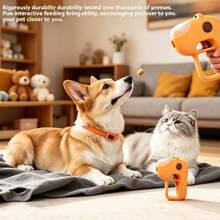 Interactive Dog Treat Launcher, Portable Pet Food Launcher Toy, Suitable For Training And Enrichment Activities, Fits Small Dogs And Cats, Compatible With Round Kibble, Battery-Free, Orange - Ginger - View 5