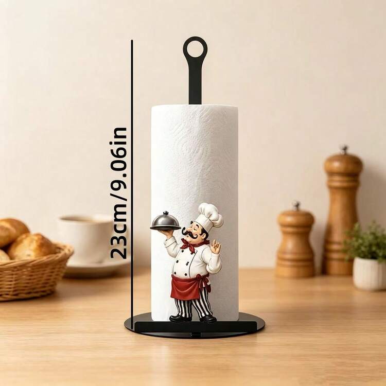 Cute Chef Shaped Kitchen Paper Towel Holder With Tray Design, Freestanding Paper Towel Rack Suitable For Kitchen, Living Room, Dining Room And Bathroom, Combines Decorative And Practical Functions - View 4