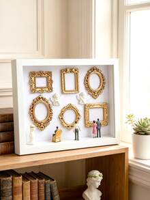 1 Set 6-Inch DIY Mini Museum Shadow Box, 3D Shadow Box Set With Gold Mini Photo Frame And Figurines, Personalized Memory Display, Unique Holiday, Anniversary, Graduation And Special Occasion Commemorative Decoration - Multicolor - View 1