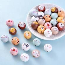 25Pcs Animal Pattern Wooden Beads Assortment, Multiple Styles Available, Suitable For DIY Jewelry Making, Handmade Accessories, Friendship Gifts, Home Decor, Small Item Decoration - Multicolor - View 3