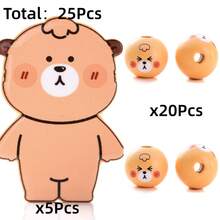 25Pcs Animal Pattern Wooden Beads Assortment, Multiple Styles Available, Suitable For DIY Jewelry Making, Handmade Accessories, Friendship Gifts, Home Decor, Small Item Decoration - Multicolor - View 15