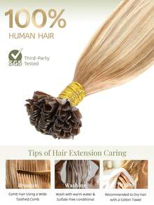 K Tip Human Hair Extensions 14-22 Inch T8-P8/613 V Tip Hot Melt Seamless Invisible Straight Remy Hair Extensions For Women And Girls, Add Volume And Length, Salon And Home Use, Curlable And Dyeable - S8/613 - View 3