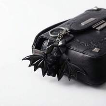 Gothic Bat Bear Keychain, Halloween Black Wing Bag Charm, Cute Bow Pendant, Flocked Material Bag Accessory, Dark Style Phone Charm - Multicolor - View 3