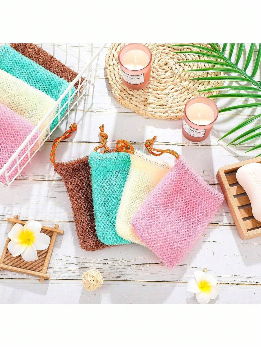 1pc Exfoliating Soap Net Bag, Reusable Bar Soap Pouch, Shower Soap Saver And Lathering Body Scrubber - Multicolor - View 1