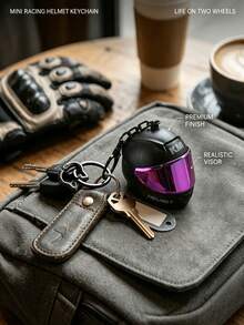 2pcs/Set - Cool Motorcycle Helmet Keychain Pendant With Spare Cat Ear Key Ring Clip, Gradient Lens Helmet Key Chain Motorcycle Bag Charm Bag Accessory, Wallet Charm, Mini Motorcycle Helmet Key Chain Bag Charm, Flip Cover Motorcycle Helmet Rider Keychain Key Ring, Unisex Rider Backpack Car Accessory - Multicolor - View 6