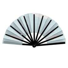 Fun Cartoon Blush Expression Kung Fu Sounding Fan, Lake Blue Fabric Folding Fan, Party Outfit Decoration Large Fan - Multicolor - View 5