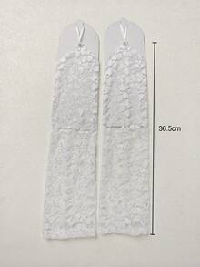 1 Pair Solid Color Vintage Lace Bridal Floral Arm Sleeves, Elegant Retro Sleeve Covers For Daily Wear, Wedding And Performance - White - View 5