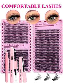 640pcs DIY Faux Mink Eyelash Clusters, D Curl, Voluminous And Fluffy, 8-16mm Mixed Length, Suitable For All Makeup Looks. Glue, Remover, Tweezers Available Based On Need. Lightweight, Reusable And Cost-Effective, Suitable For Beginners, Applicable To Various Occasions, Beautiful - Multicolor - View 13