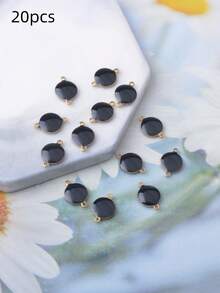 20pcs Copper Double-Sided Oil-Drip Small Round 8mm Double-Hole Jewelry Connectors Pendant Colorful Bracelet Earring Necklace Bracelet Bag Mini Round Charm Women Jewelry Accessories - Clxl214 - View 11