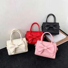 1pc Girls Bow PU Magnetic Closure Fashion Handbag One Shoulder Crossbody Bag Suitable For All Seasons Daily Use - A - View 3