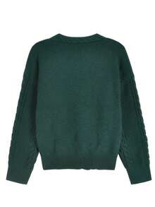 YCYC Autumn/Winter Casual Comfortable Solid Color Long Sleeve Button-Front Cardigan Sweater - Green - View 5
