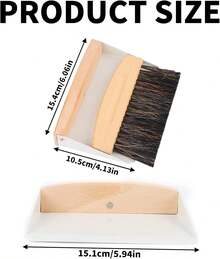 Wooden‑Tone Mini Hand Broom & Dustpan Set, Small Table Brush Crumb Sweeper, Portable Cleaning Brush‑Shovel Kit For Countertop - 1 Set - View 3