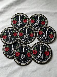 1pc/2pcs/4pcs/5pcs/6pcs/8pcs/10pcs Rose Hand Round Embroidered Iron‑On Patch - Multicolor - View 8