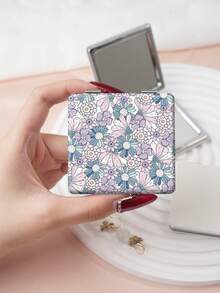 1PC British Country Style Portable Folding Makeup Mirror, Lightweight Ultra-Thin Convenient Durable PU Leather, Suitable For Various Occasions, Travel, Party, Work, School, Suitable For All Ages - Multicolor - View 5