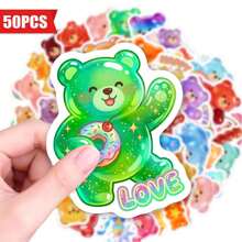 somoving 50pcs Cute Teddy Bear Stickers-Waterproof&Durable,Sweet And Cute,Colorful Teddy Bear Candy Patterns,Scratch Resistant For Home Storage,Gift Wrapping,School Supplies&Sports Equipment.Gift For Friends&Family,Daily Use.,Back To School,Daycare Essential - Multicolor - View 8