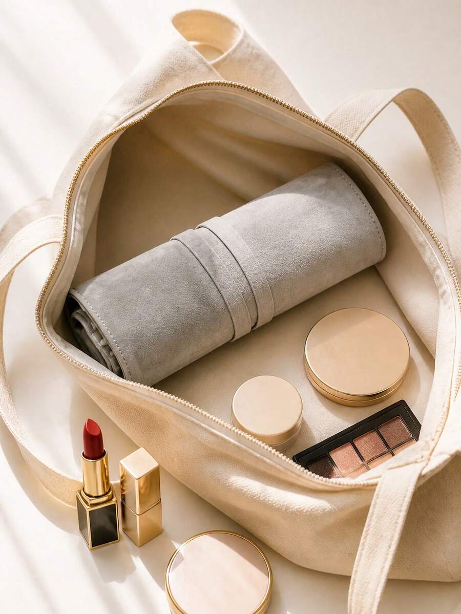 Makeup Brush Storage Bag,Travel Makeup Brush Bag Roll-Up Makeup Pouch, Suitable For Women's Makeup Brushes And Makeup Artists Brushes Not Included - Multicolor - View 1