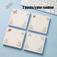 2/4 Packs (200 Sheets Total) Square Self-Adhesive Sticky Notes, Suitable For School, Office, Home - Cute Mushroom, Snail, Rabbit Garden Theme Adhesive Memo Pads, Note Size 75x75mm (3x3 Inches), Can Be Used For Planner, Diary, Bulletin Board Reminders And Records - B - View 11