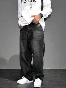 Teen B Grey Wide Leg Casual Jeans - Black - View 4